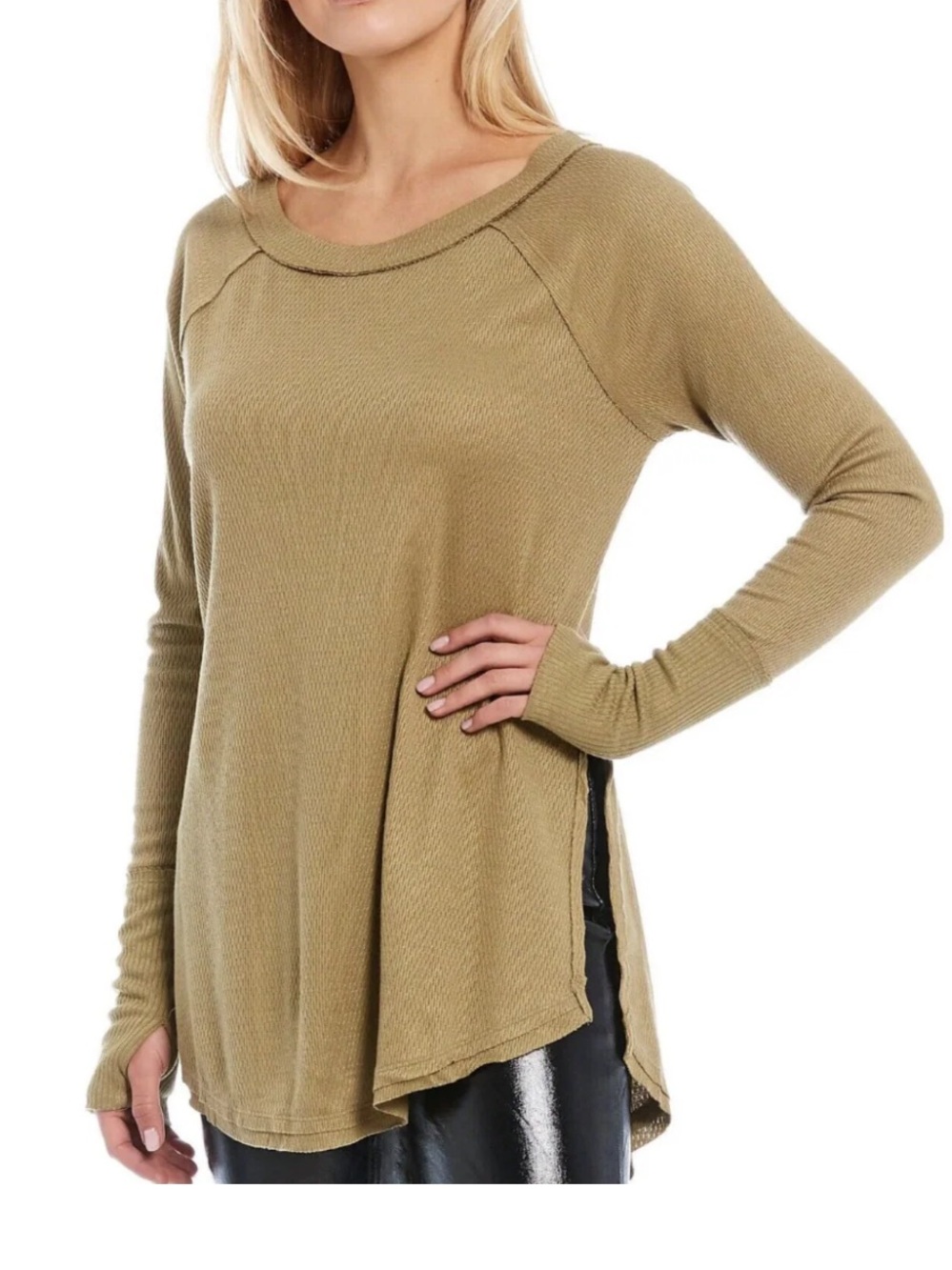 Free People We The Free Snowy Thermal Snowy Green Gold - Size Medium